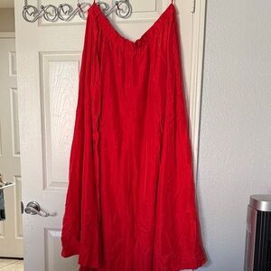 100% Silk Chic Red Maxi Skirt for Women